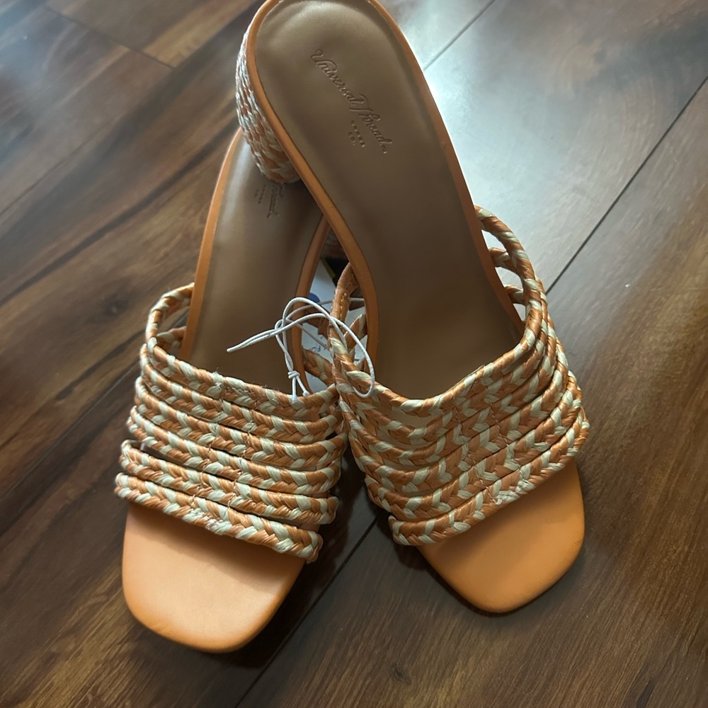 Orange Woven Slide Sandals